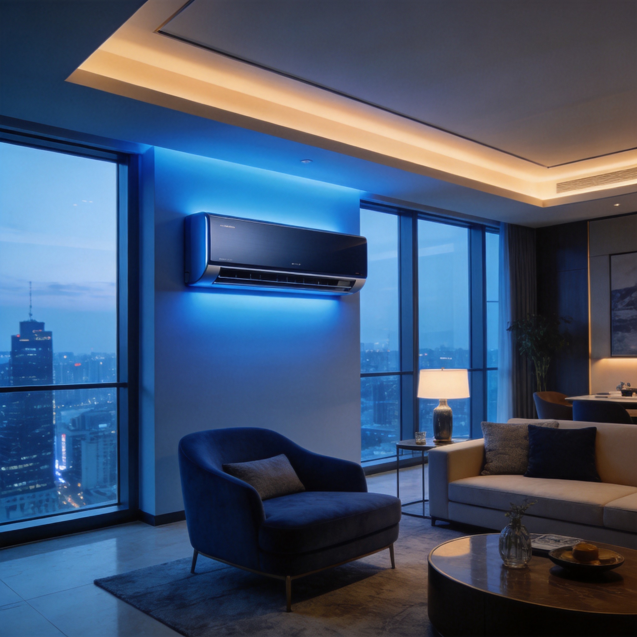 Modern air conditioning in luxury living room